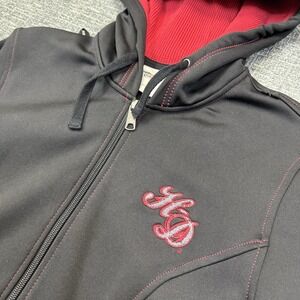 Harley Davidson Full Zip Sweatshirt Hoodie Womens M Black Goatskin Leather